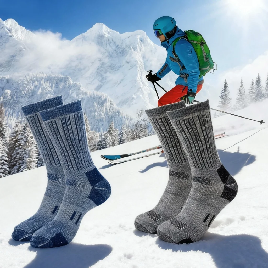 Calcetines térmicos unisex de lana para senderismo - Calcetines gruesos cálidos de invierno para actividades al aire libre